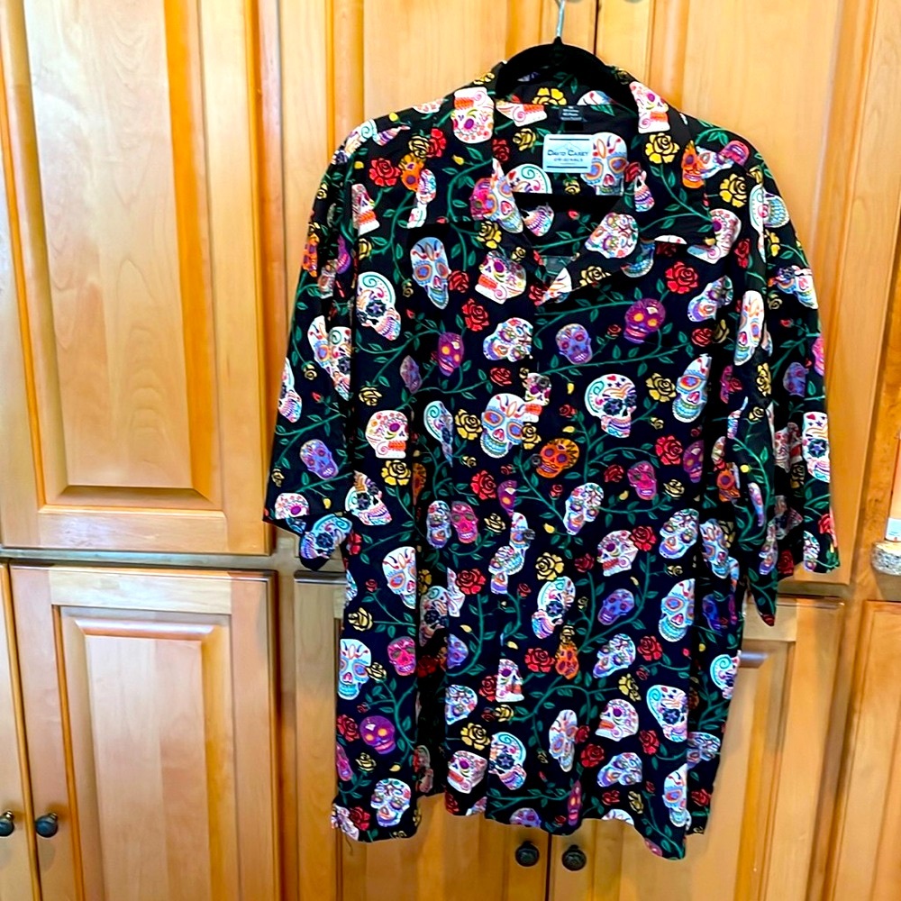 David Carey Originals Sugar Skull Hawaiian Shirt 3x